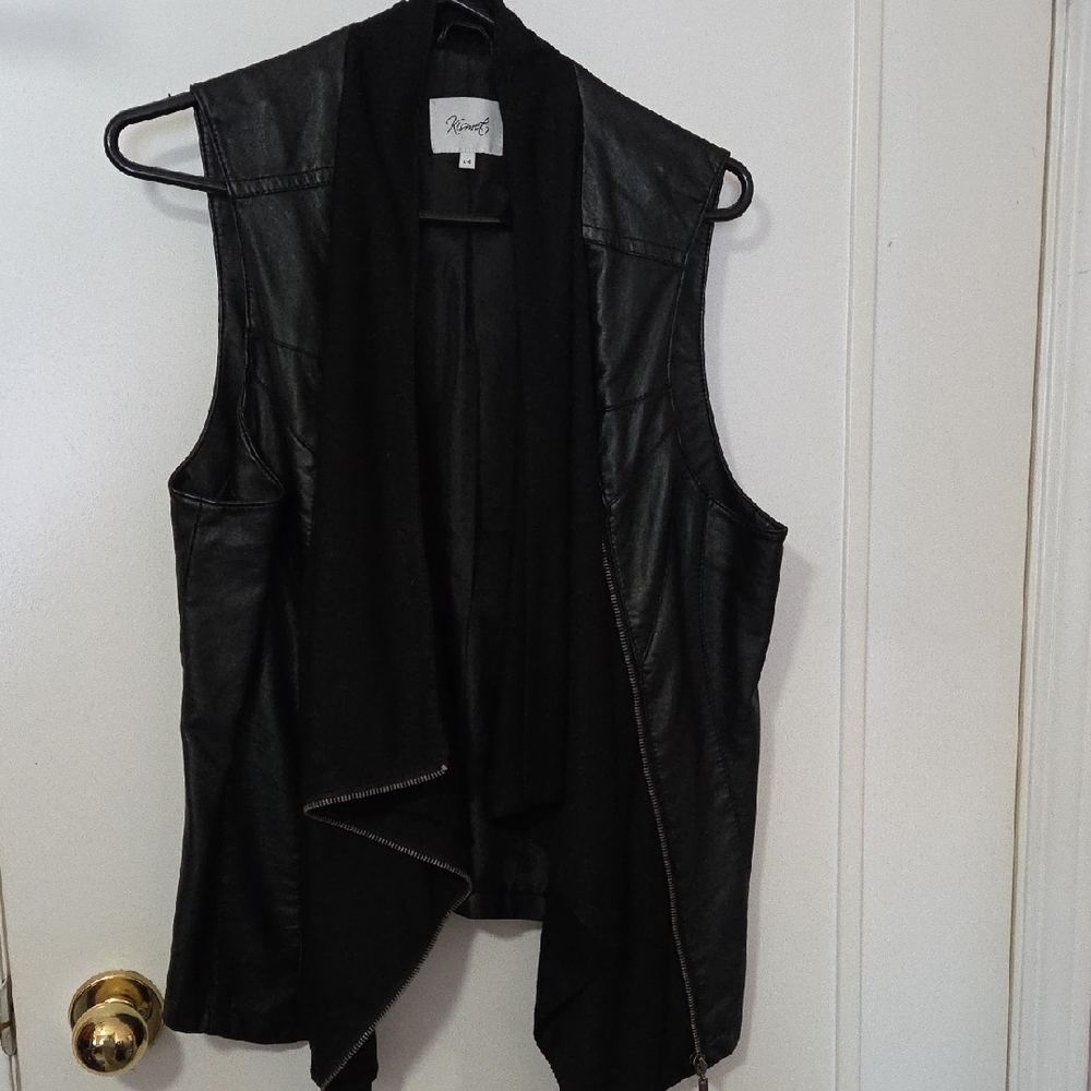 Kismet Black Draped Leather Vest
